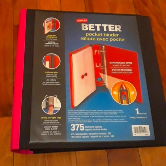Staples | Office | Staples 3 Ring Binder With Inside Pocket Holds 375 ...